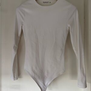 Abercrombie longsleeve crewneck bodysuit, size small, white